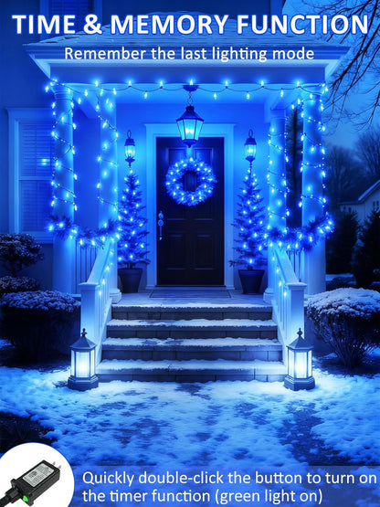 Upgraded 250 LED C6 Connectable Christmas String Light, 82FT Waterproof Christmas Twinkle Lights for Outdoor, Plug in Fairy Twinkle Lights Indoor with 13 Modes & Timer for Christmas Decorations(Blue)